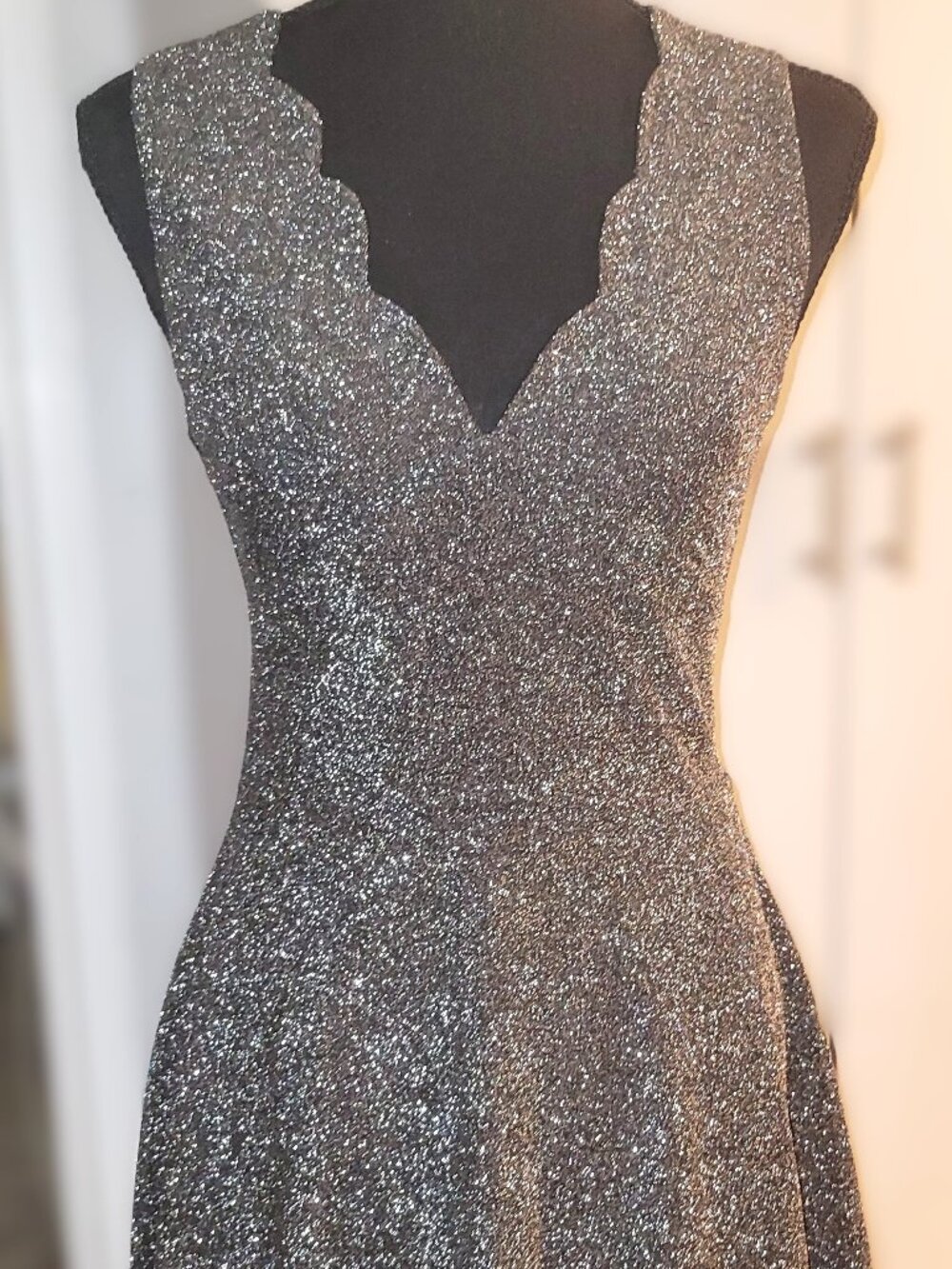 Aqua Black/Silver Skater Party Dress - S